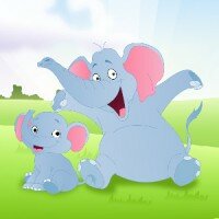 детская онлайн игра — пазл «Слон и слоненок»