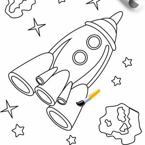 детская онлайн раскраска «Летим в космос!»