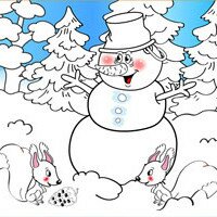 Раскраска «Снеговик в лесу»