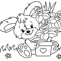 «Заяц с букетом», детская раскраска от igraem.pro